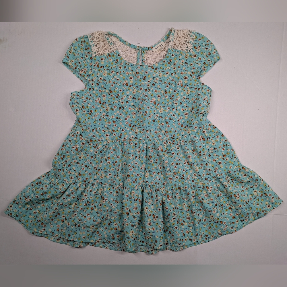 Monteau Girl’s Teal Floral Knit Backing Top